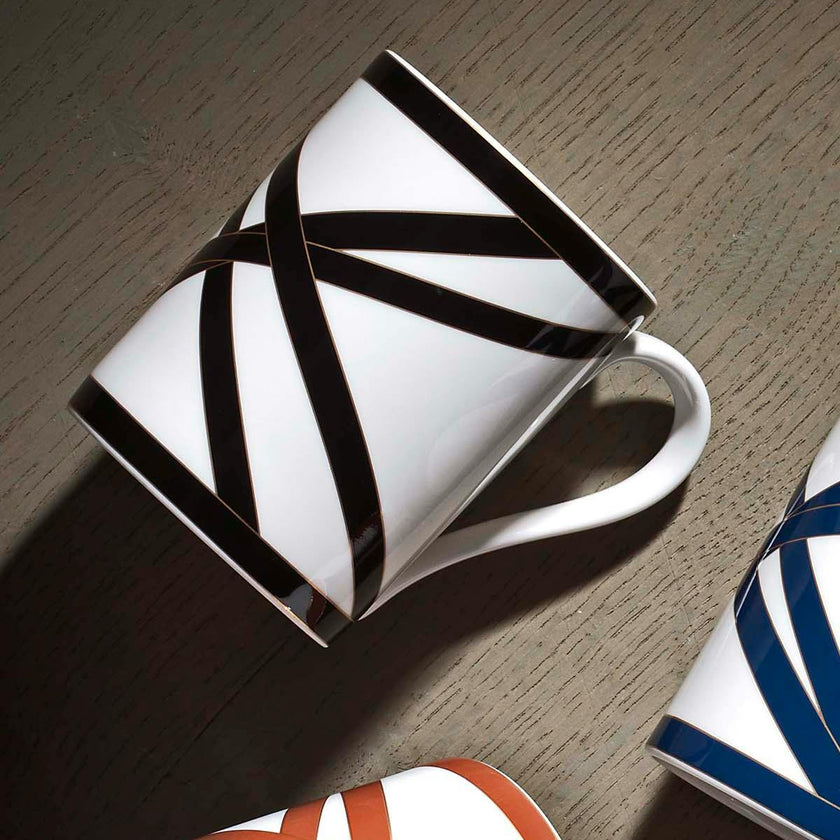 Mug Cup NASTRI in Luxury Box Black diam. 3", H 3.9", cap. 12.5 oz