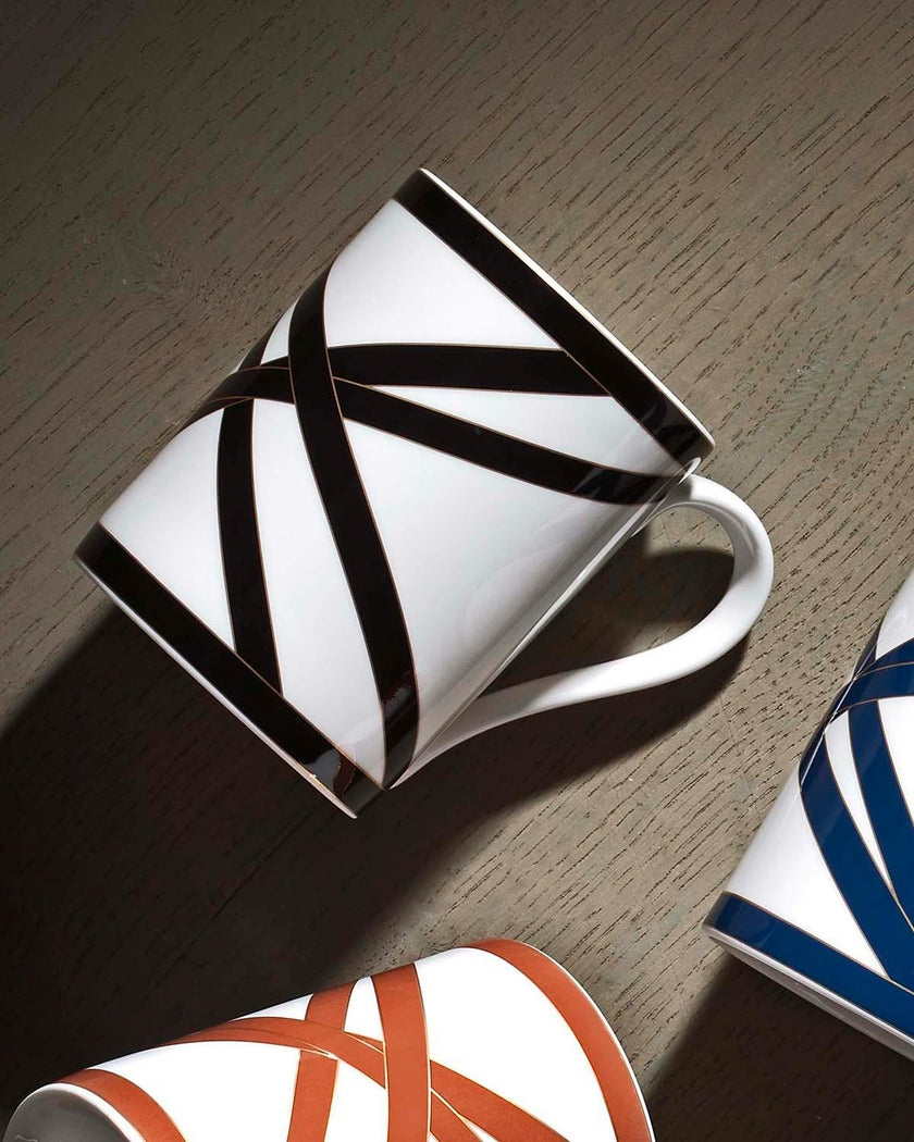 Mug Cup NASTRI in Luxury Box Black diam. 3", H 3.9", cap. 12.5 oz