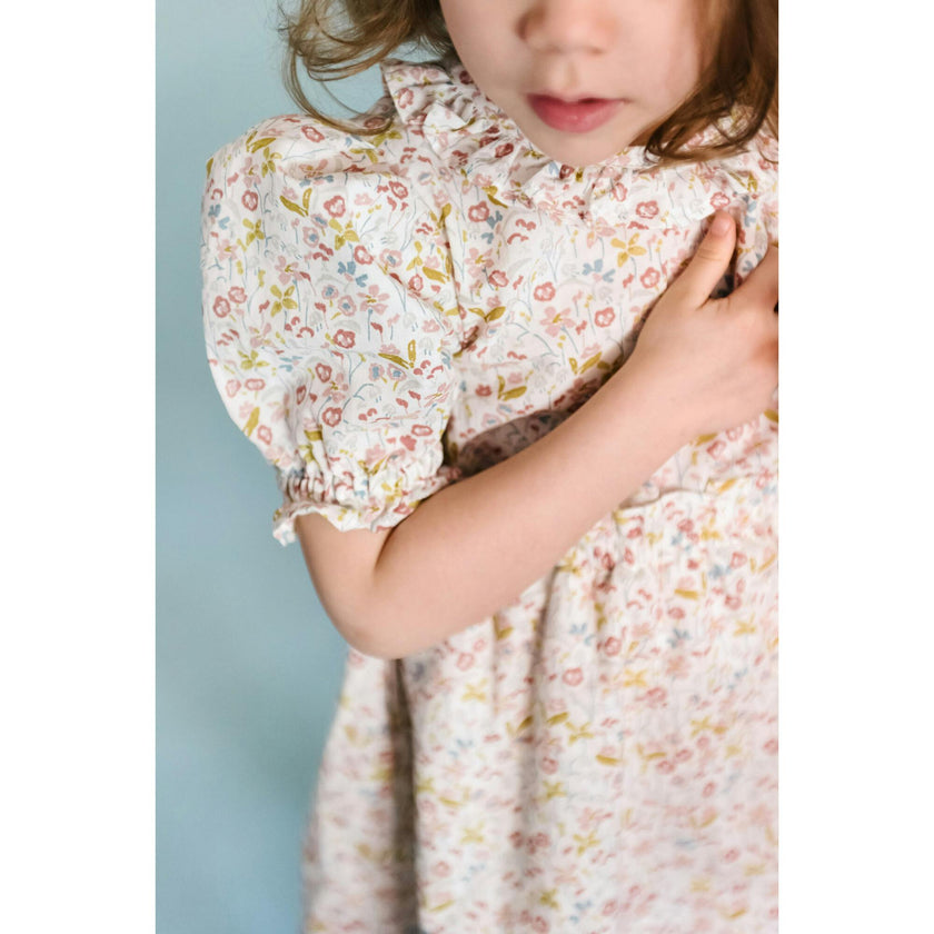Ruffle Puff Sleeve Dress, White