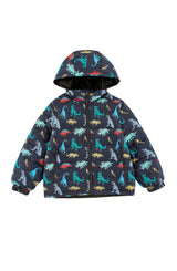 Blake Hooded Reversible Lightweight Down Puffer Jacket, Dinosaur Dudes