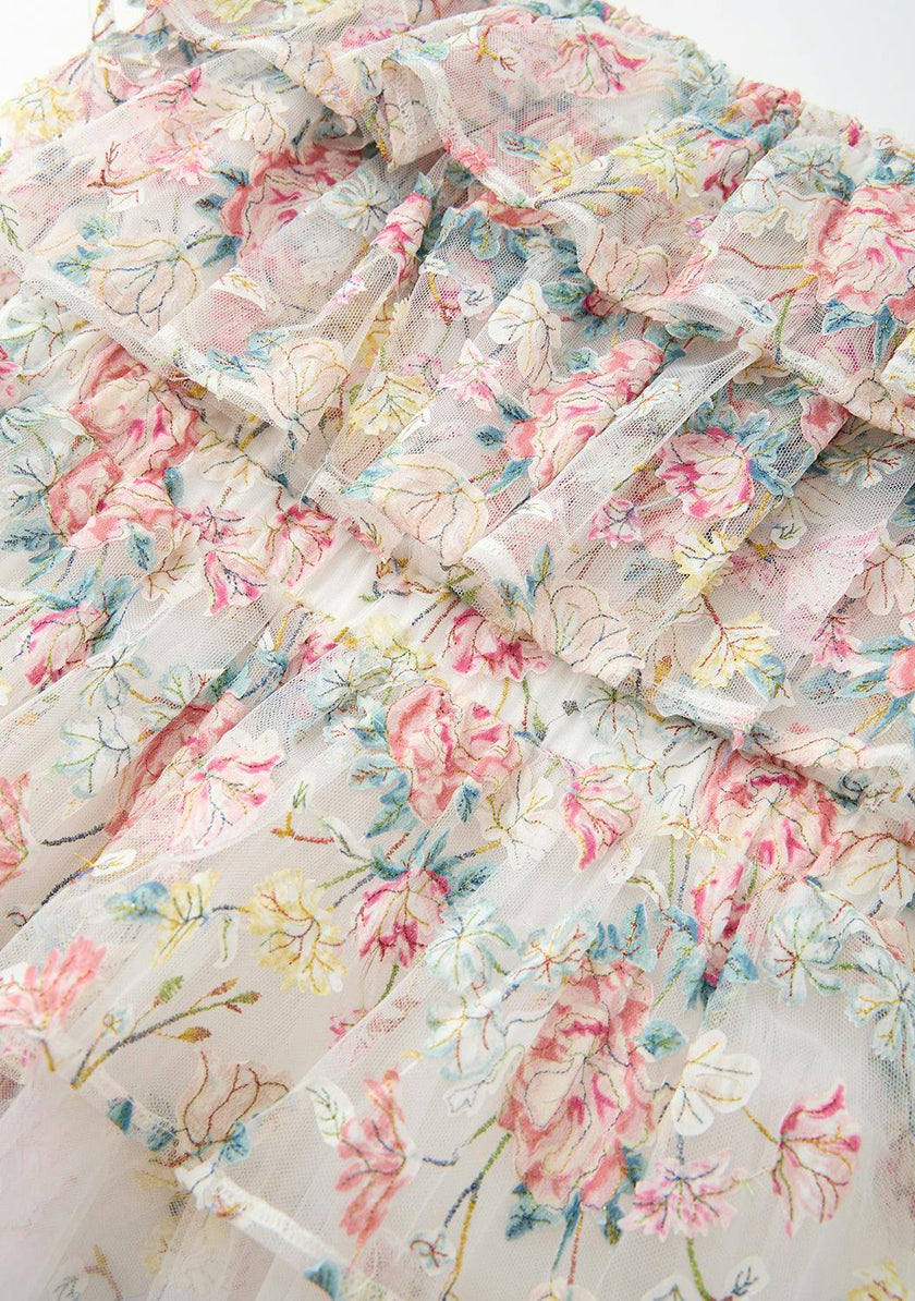 Reign Frill Embroidered Mini Dress