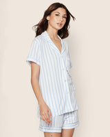 Women's Pima Pajama Short Set in Periwinkle Stripe