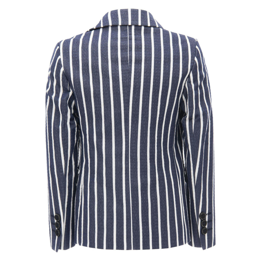 Navy Striped Peak Lapel Blazer