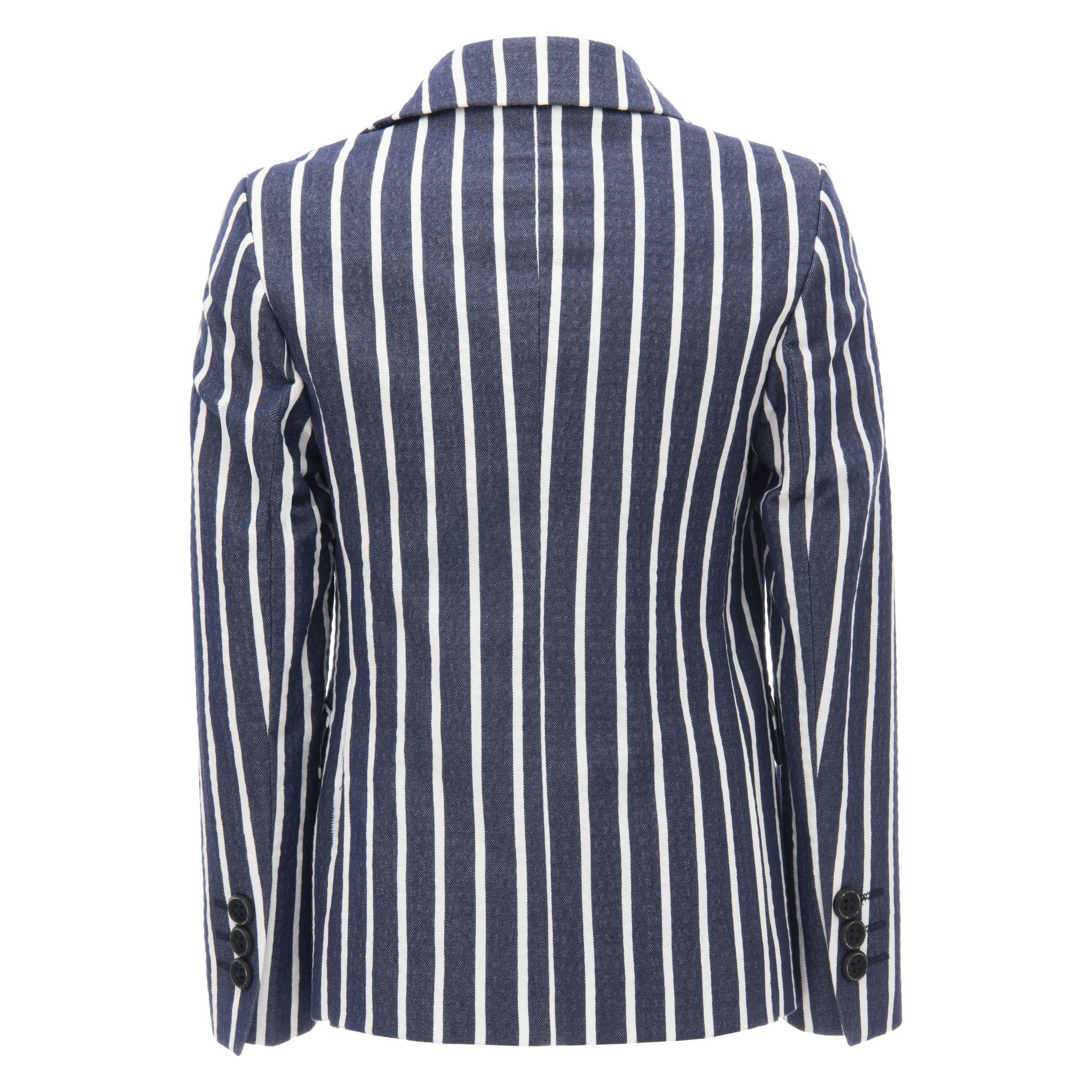 Navy Striped Peak Lapel Blazer