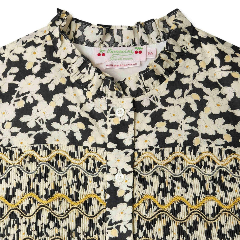 BONPOINT Juliane Fleurs Gold Thread Dress