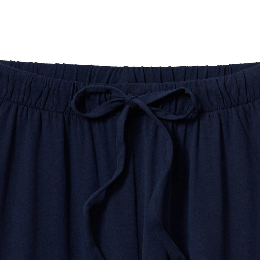 The Olivia Wide Leg Pima Pajama Set in Navy