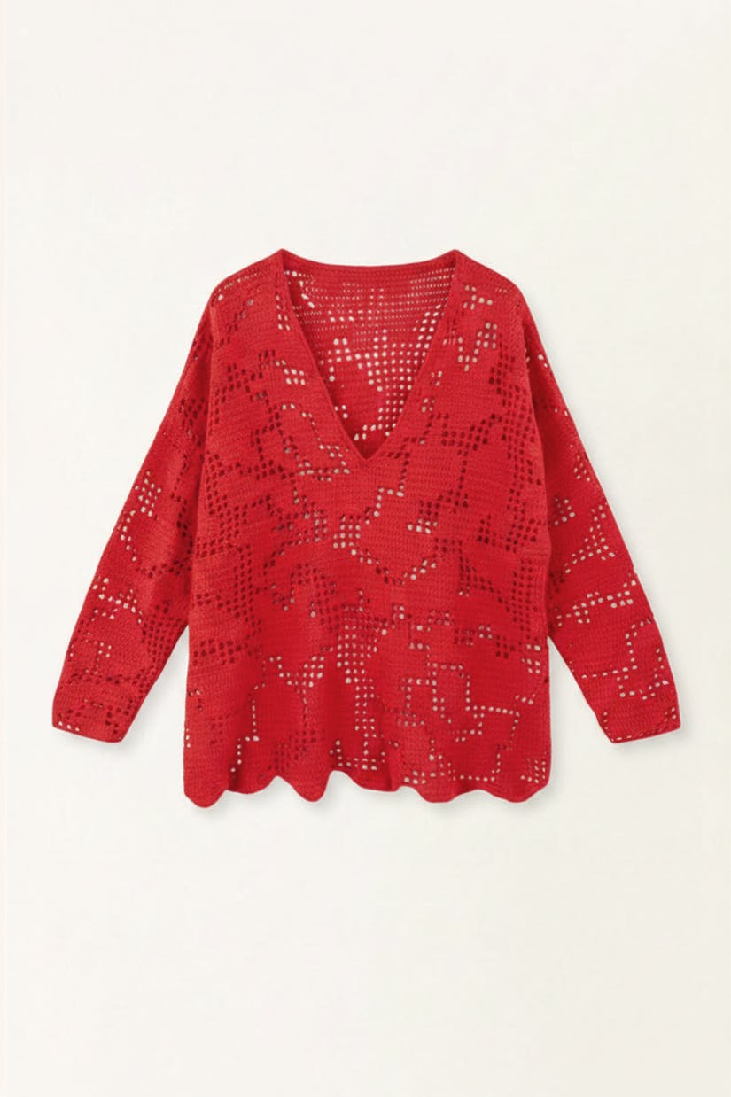 Madrid Hand Crochet Tunic in Chili
