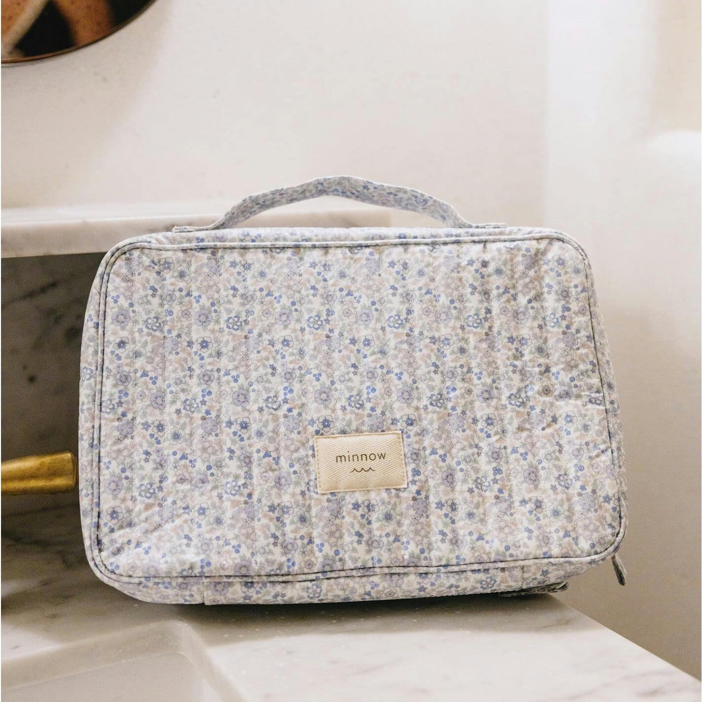 slate floral tri-fold cosmetic case