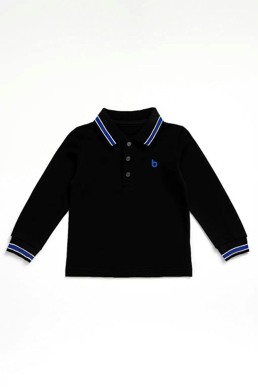 Boys Long Sleeve Striped Polo