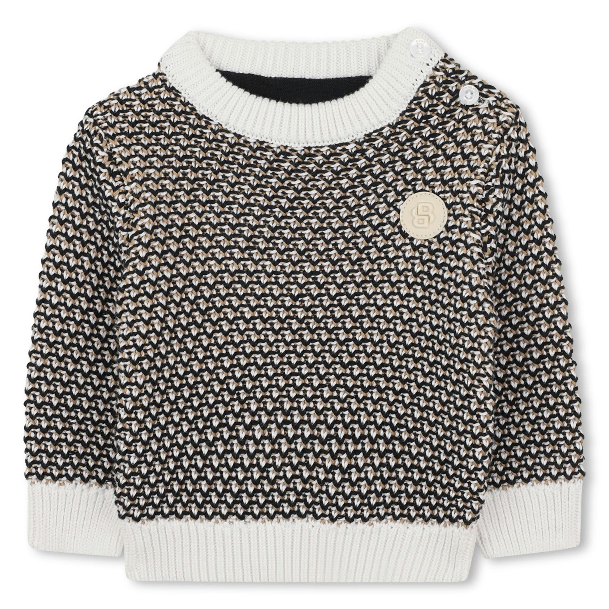 Baby Boys Black, Beige & Ivory Logo Knitted Jumper