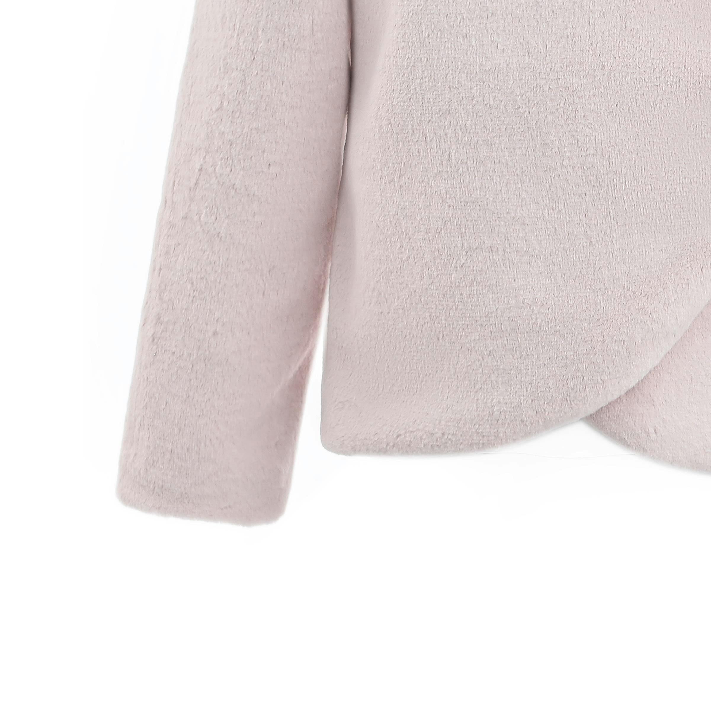 Pink Plush Asymmetrical Coat