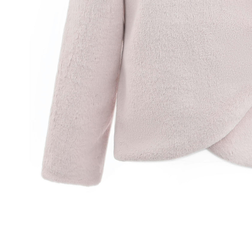 Pink Plush Asymmetrical Coat