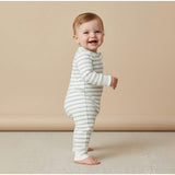Organic 2-Way Zip Romper - Fog Stripes