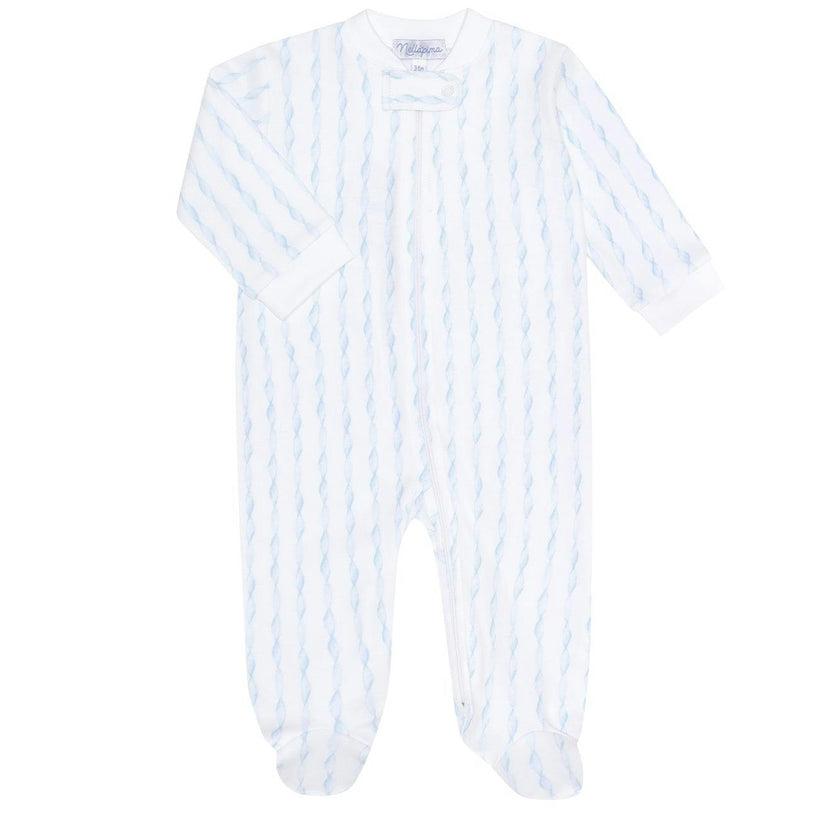Blue Twirls Zipper Footie