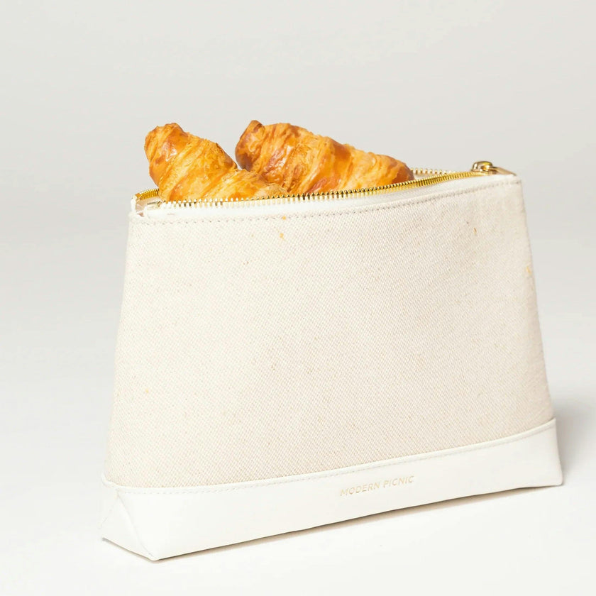 Insulated Small Snack Pouch, White Canvas