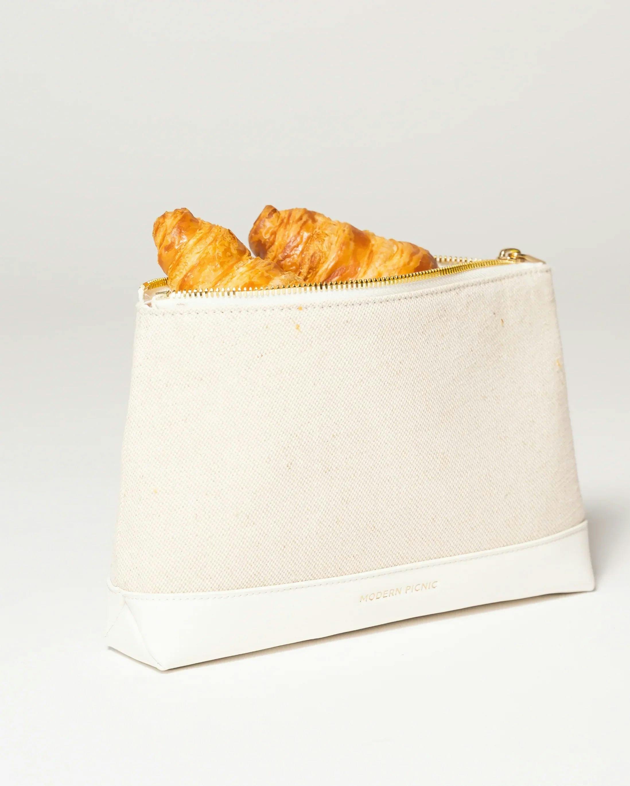 Insulated Small Snack Pouch, White Canvas