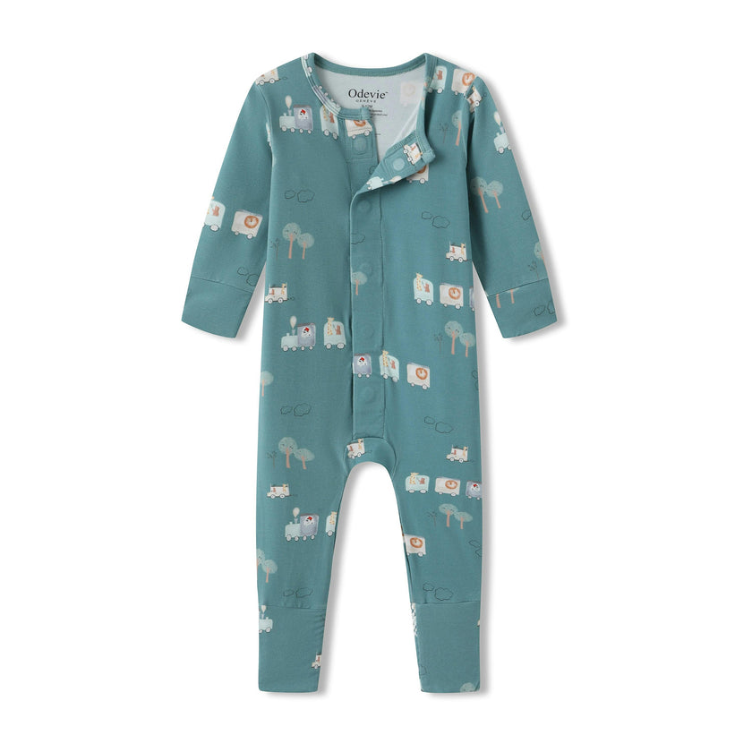Bamboo Magnetic Footie Pajama - Le Petit Express Green