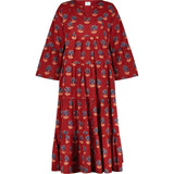 Women's Suri Bell Sleeve Tiered Skirt Maxi Dress, Red