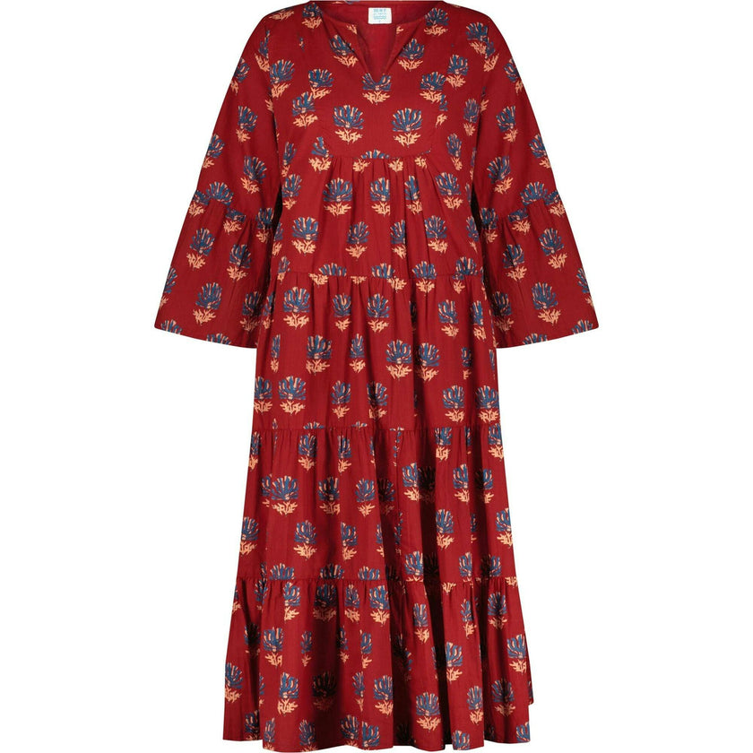 Women's Suri Bell Sleeve Tiered Skirt Maxi Dress, Red
