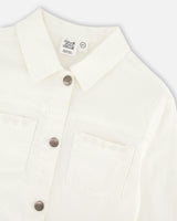 White Denim Jacket With Embroidery