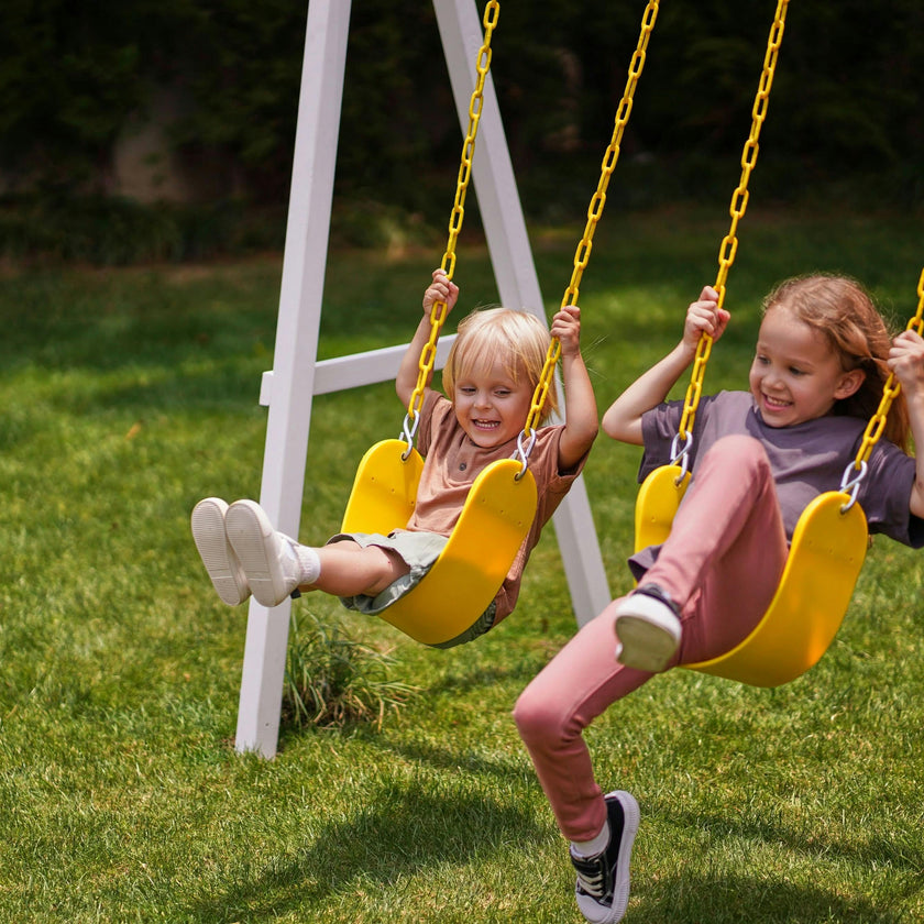 Forest Small Outdoor Toddler Swing Set | Compact Wooden Swing Frame for Babies & Kids
