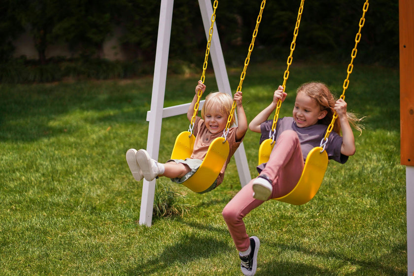 Forest Small Outdoor Toddler Swing Set | Compact Wooden Swing Frame for Babies & Kids