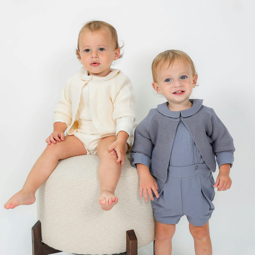 Woolen 2Pc Set with Cardigan Blue