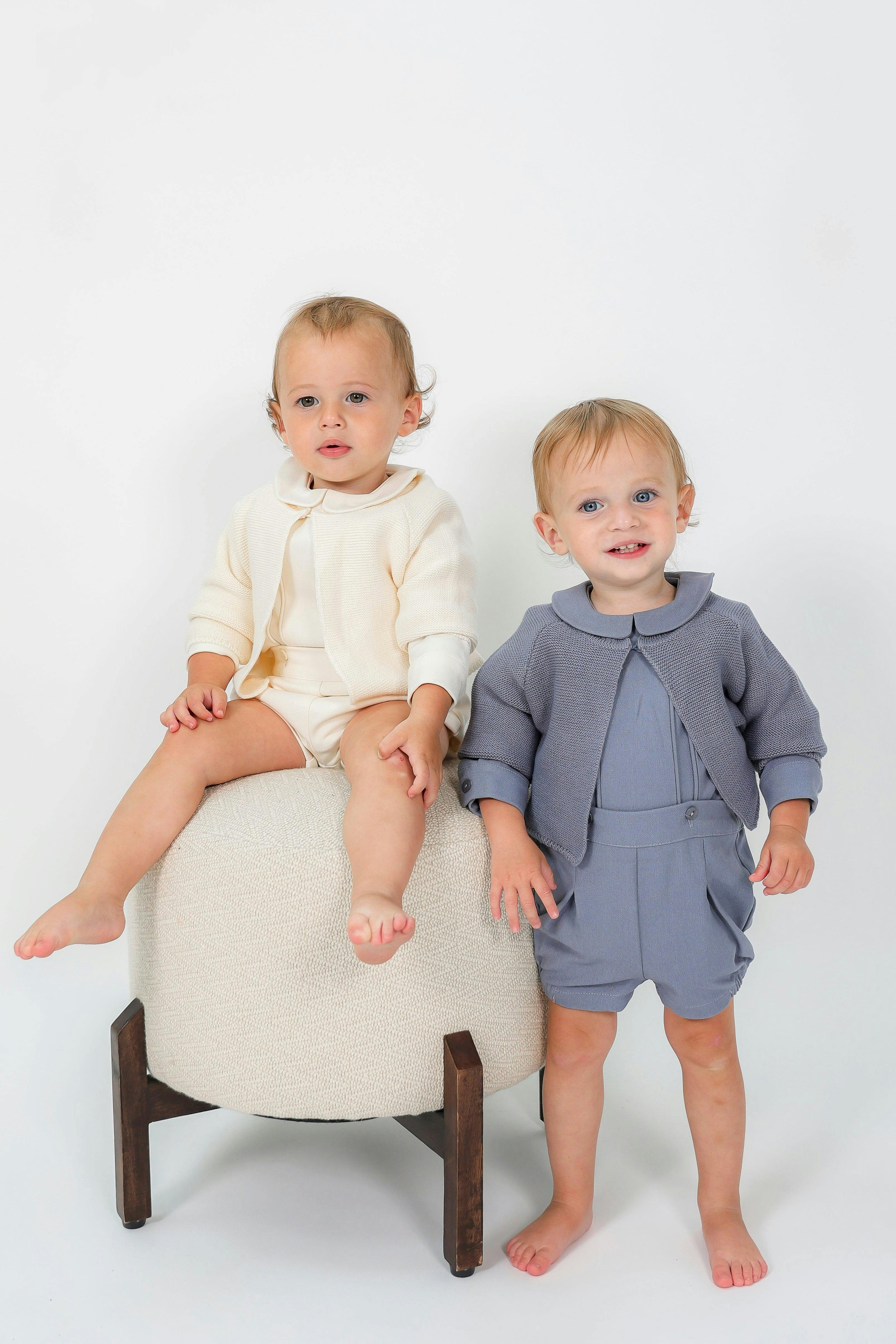Woolen 2Pc Set with Cardigan Blue
