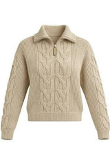 Cable Henley Zip Sweater