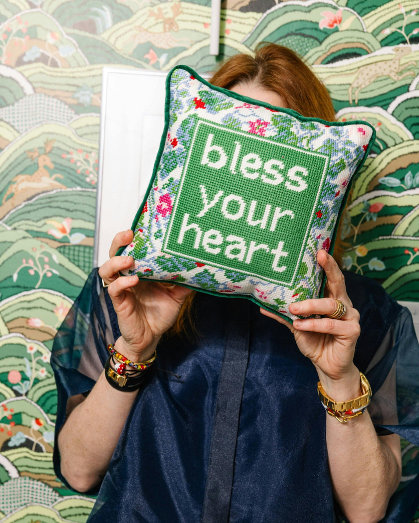 Bless Your Heart Needlepoint Pillow