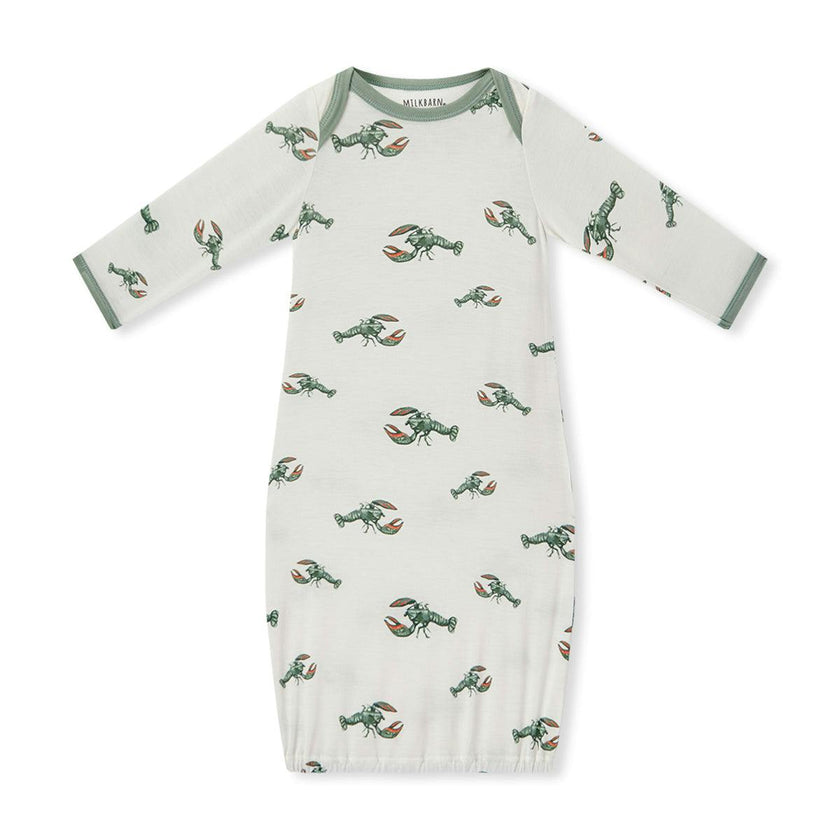 Mint Lobster Luxe Stretch Newborn Gown & Hat Set