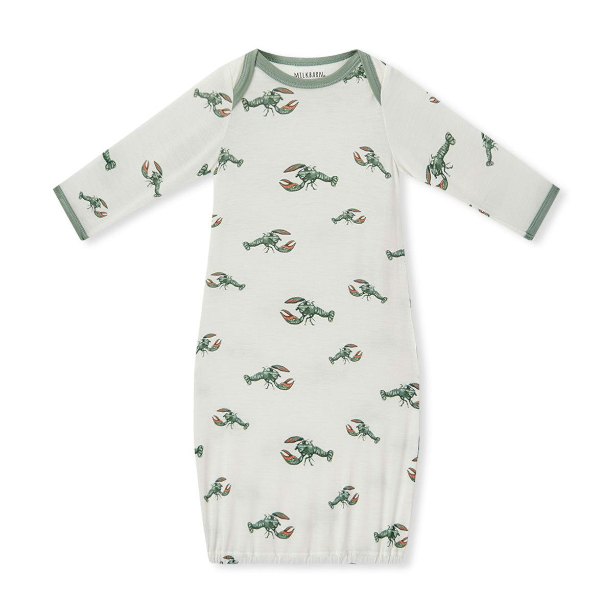 Mint Lobster Luxe Stretch Newborn Gown & Hat Set