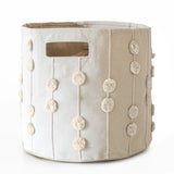 Handmade Canvas Storage Basket Pom Pom