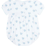 Blue Heart Print Smocked Bubble