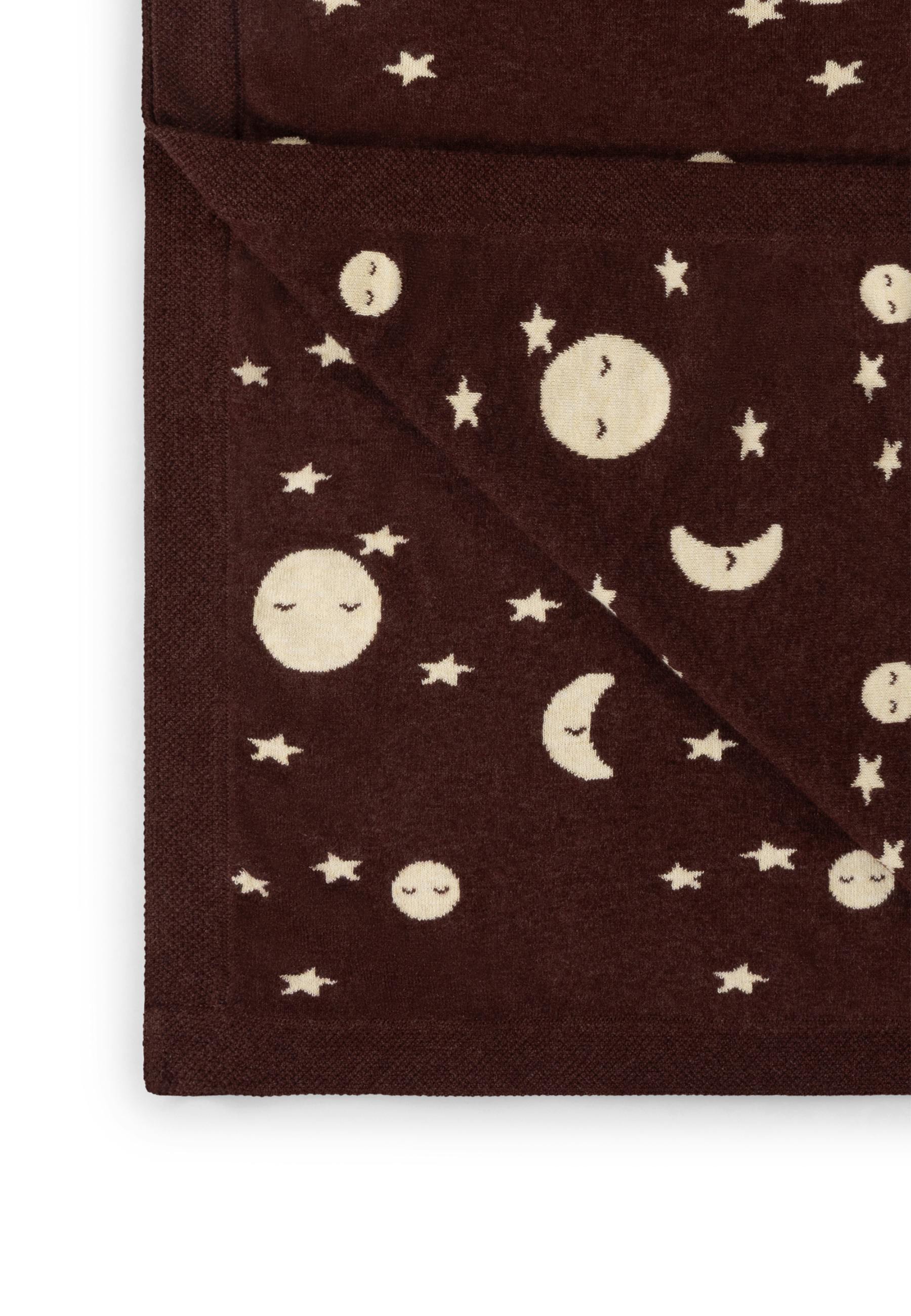 Moon Knitted Organic Baby Blanket, Brown