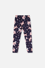 Printed Leggings Navy Unicorn Print
