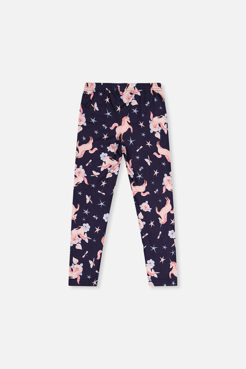 Printed Leggings Navy Unicorn Print