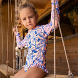 UPF50+ Sustainable High Neck Long Sleeve Leg Frill Surf Suit