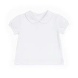 White Knit Short Sleeve Blouse