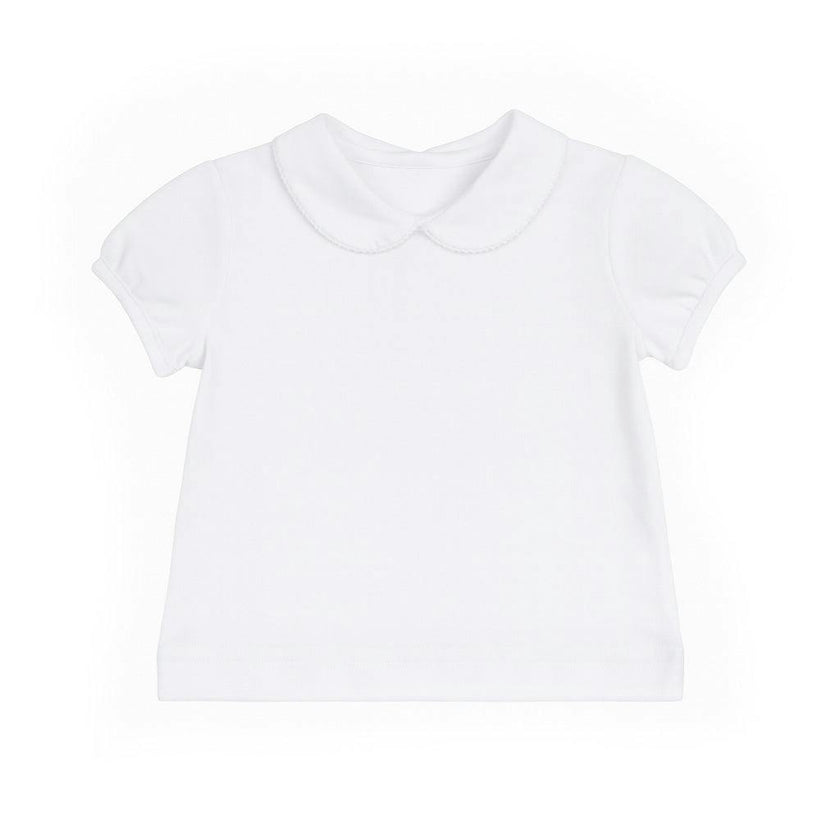 White Knit Short Sleeve Blouse