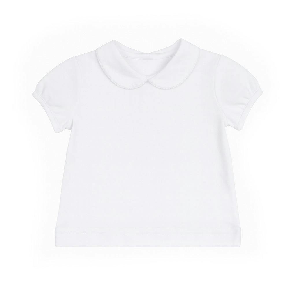 White Knit Short Sleeve Blouse