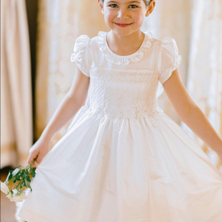 Colombe White Silk Ceremony Girl Dress
