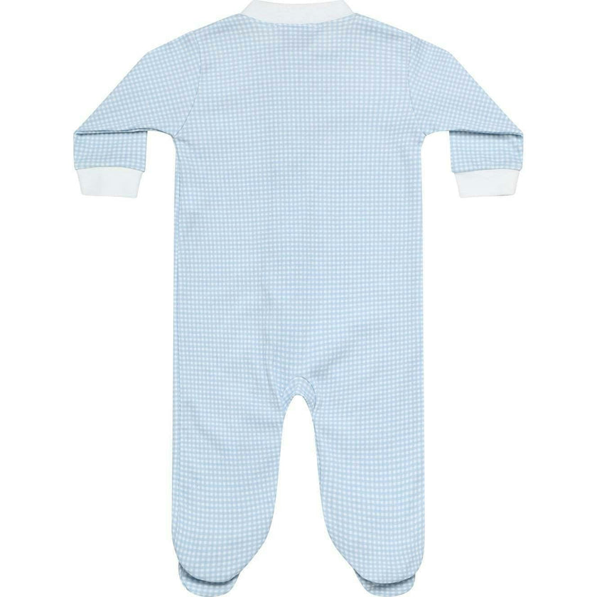 Blue Gingham Zipper Footie