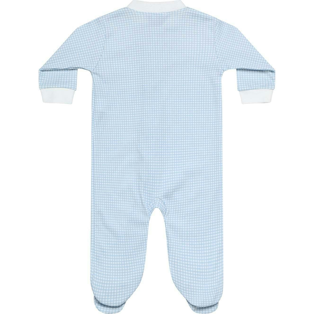 Blue Gingham Zipper Footie
