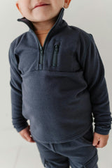 Boys 3/4 Fleece Zip Sweatshirt in Nightfall Blue