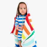 Kids rainbow stripe hoodie towel