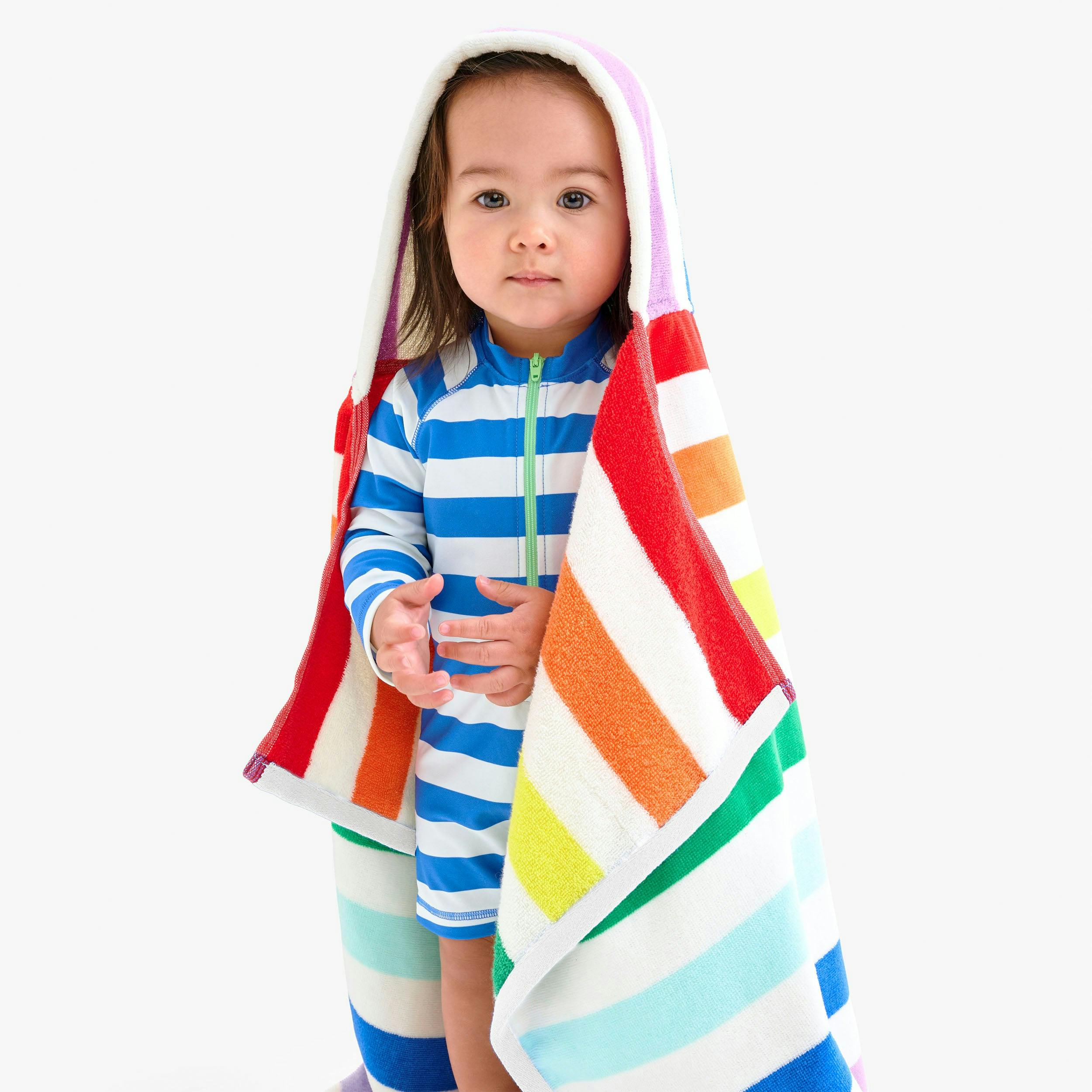 Kids rainbow stripe hoodie towel
