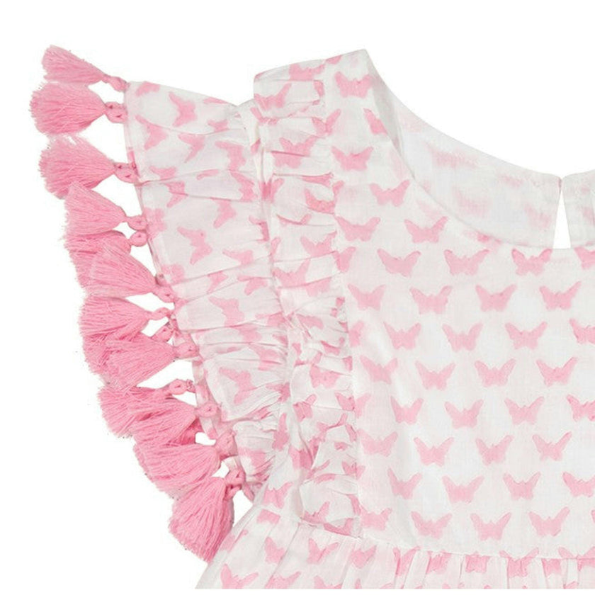 Sophie Girls Tassel Dress Pink Butterfly, Pink Butterfly