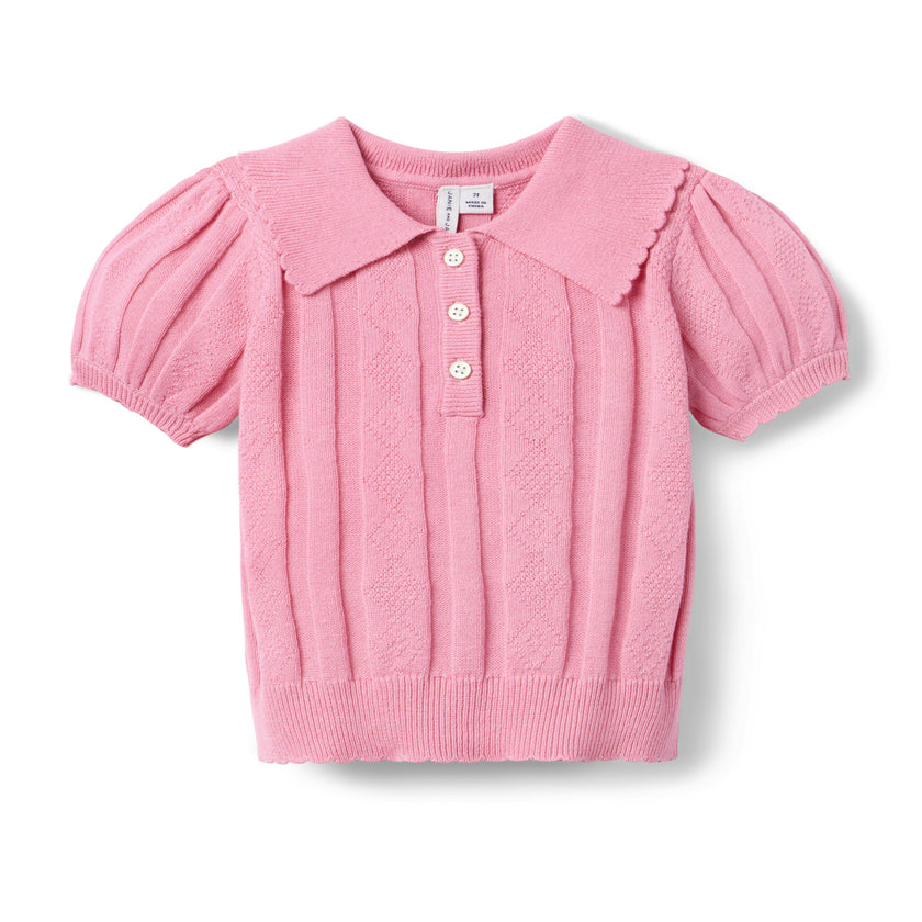 Textured Sweater Polo, pink