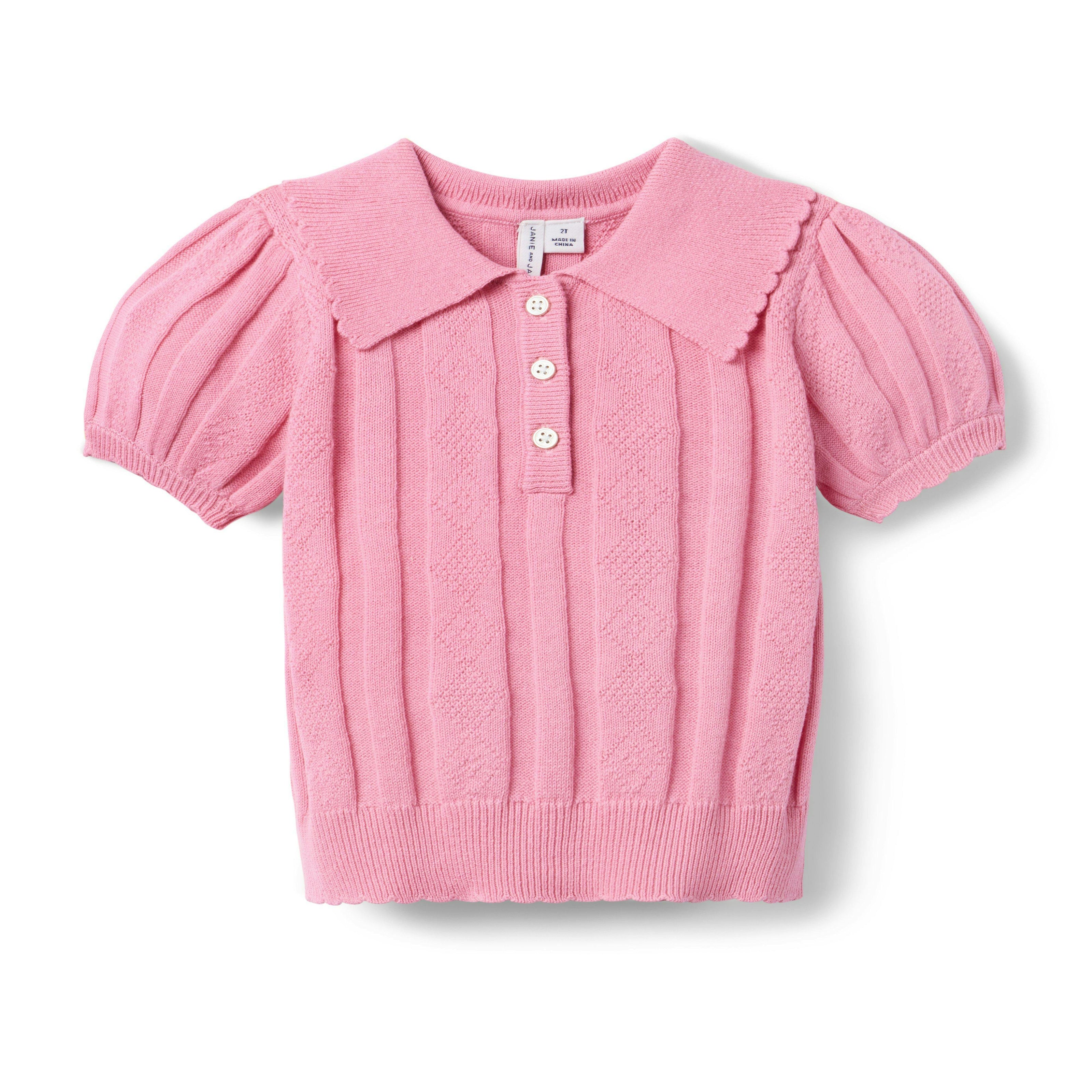 Textured Sweater Polo, pink